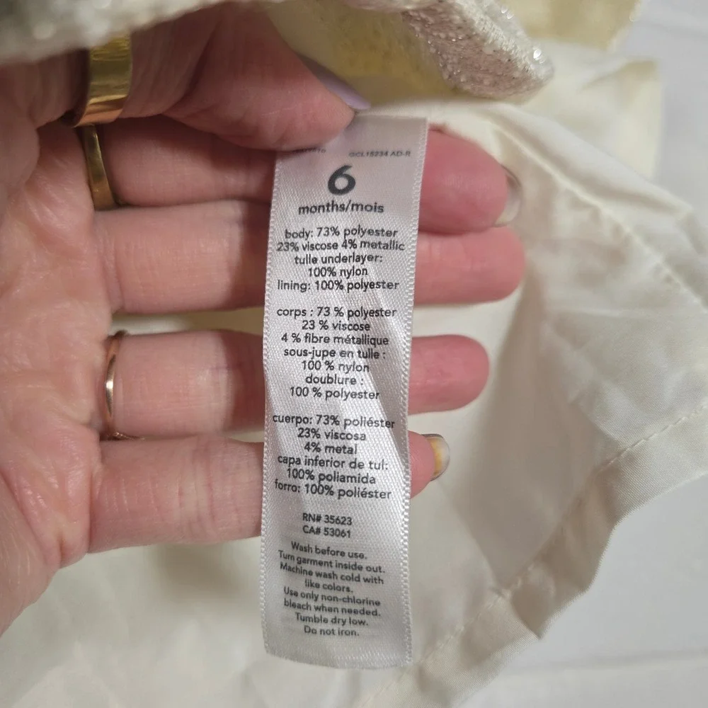 Carter's Gold Metallic Bow‎ Dress Baby Girl 6M Easter Party Special Occasion